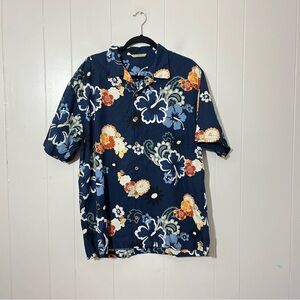 TOMMY BAHAMA 100% Silk   Button  Floral Hawaiian Shirt Size L